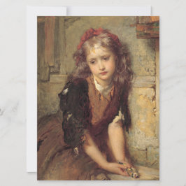 Ledsen Girl with a Dead Goldfinch Bird (sällskapss Kort