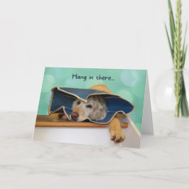 Ledsen Golden Retriever i Cone Get well Kort