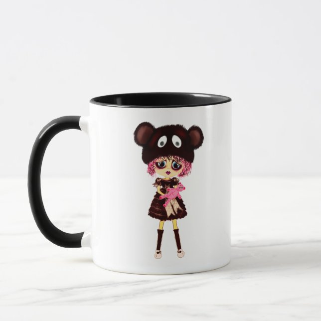 Ledsen Gothic Kawaii Girl Anpassningsbar Template Mugg (Vänster)