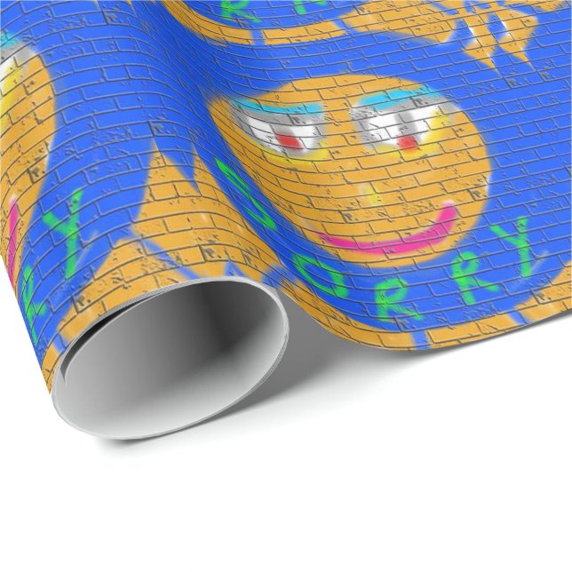 Ledsen Graffiti, Art Ledsen Ansikte, Sadness Regre Presentpapper (Rullad Hörn)