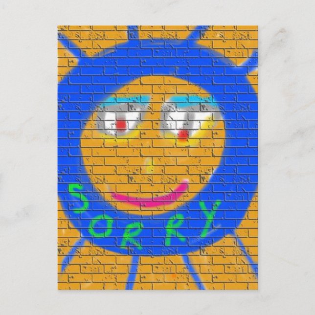 Ledsen Graffiti, Art Ledsen Ansikte, Sadness Regre Vykort (Framsida)