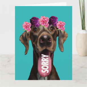 Ledsen Grand Dan Hund med Blommor Förlåtelsekort Kort
