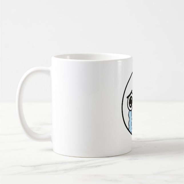 Ledsen Gråtande Ansikte Emoji Kaffemugg (Vänster)