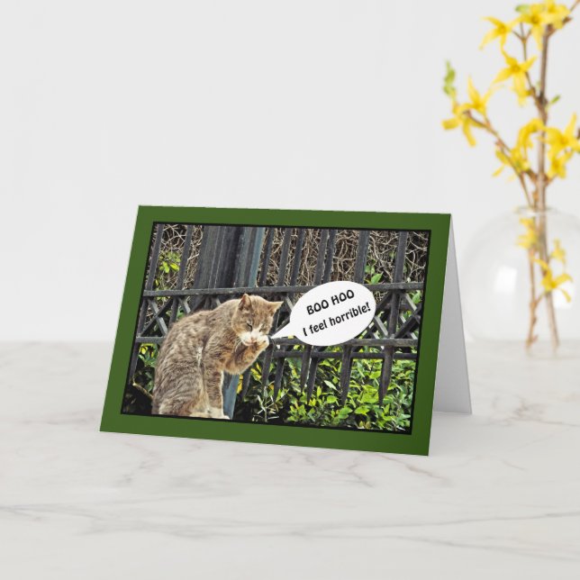 "Ledsen Gråtande katt/begynnad födelsedag Kort (Gul blomma)