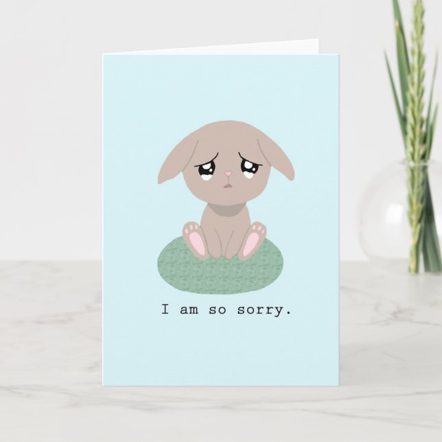Ledsen Gråter Cute Bunny Förlåt mig. Kort (Framsida)
