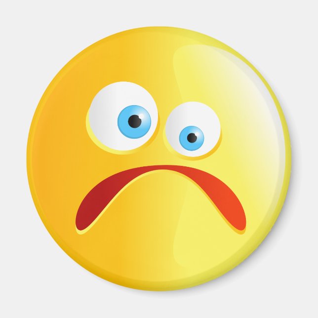 Ledsen Gult Smilie Magnet (Framsidan)