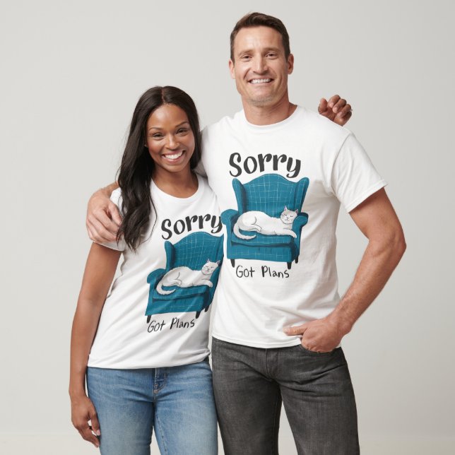 Ledsen Har Planer Rolig Kattälskare Present T Shirt (Unisex)