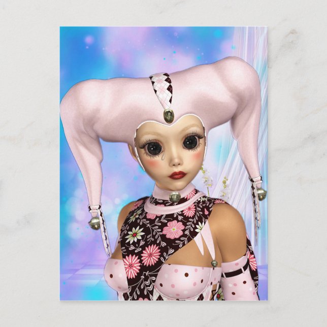 Ledsen Harlequin Doll Vykort (Framsida)