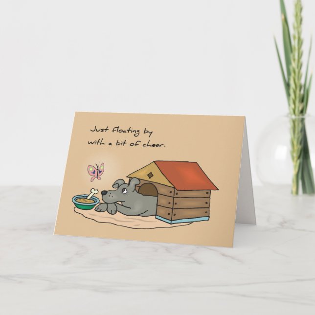 Ledsen Hund Doghouse Thinking of You Kort (Framsida)