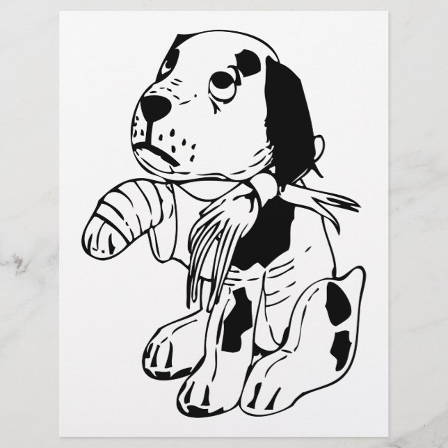 Ledsen Hund med brutet blad Reklamblad (Framsidan)