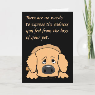 Ledsen Hund Pet Sympathy Card for loss Pet Tecknad Kort
