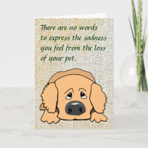 Ledsen Hund Pet Sympathy Card for loss Pet Tecknad Kort