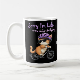 Ledsen jag är sen, jag dröjde mig kvar Rolig katt Kaffemugg