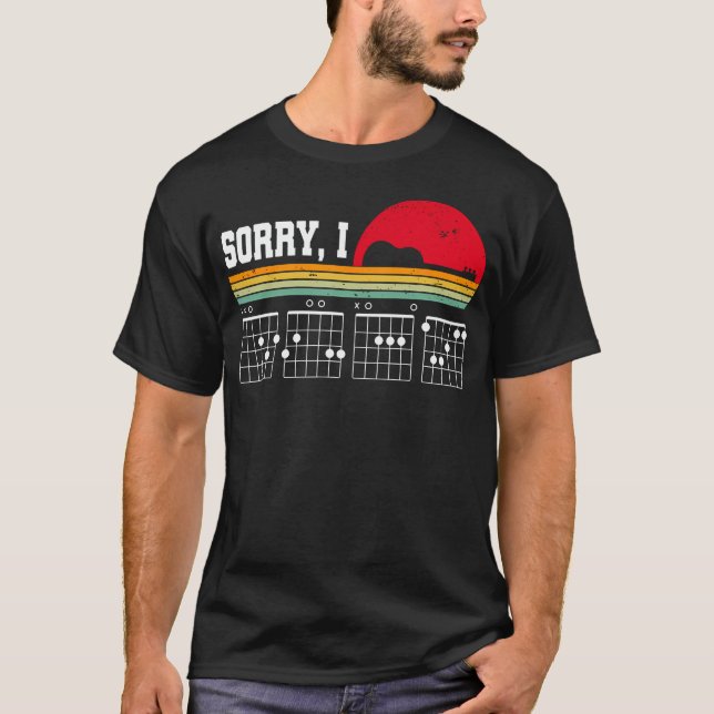 Ledsen, jag Dgaf gömd meddelande Retro Gitarr T Shirt (Framsida)