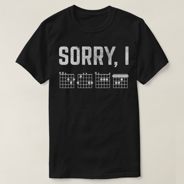 Ledsen jag DGAF Rolig Dold Meddelande Gitarr Ackor T Shirt (Design framsida)