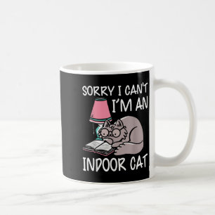 Ledsen jag kan inte jag är en inomhuskat bokälskar kaffemugg