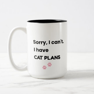 Ledsen, jag kan inte, jag har katt-planer Design Två-Tonad Mugg