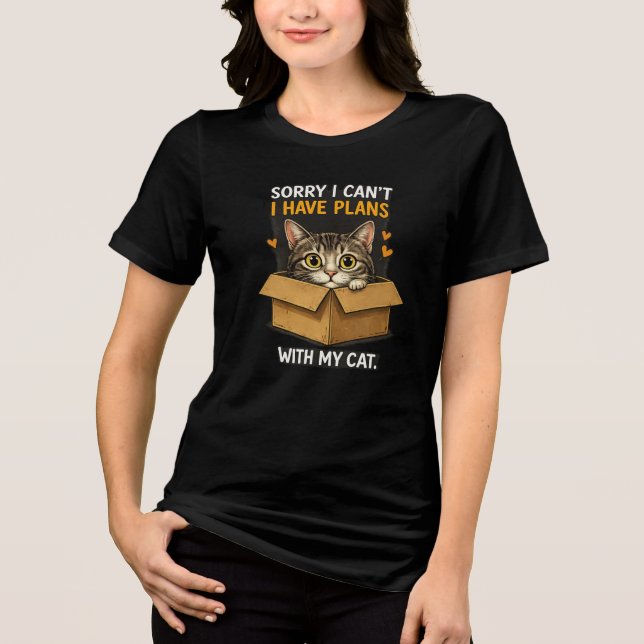 Ledsen, jag kan inte, min katt behöver mig T-shirt (Framsida)