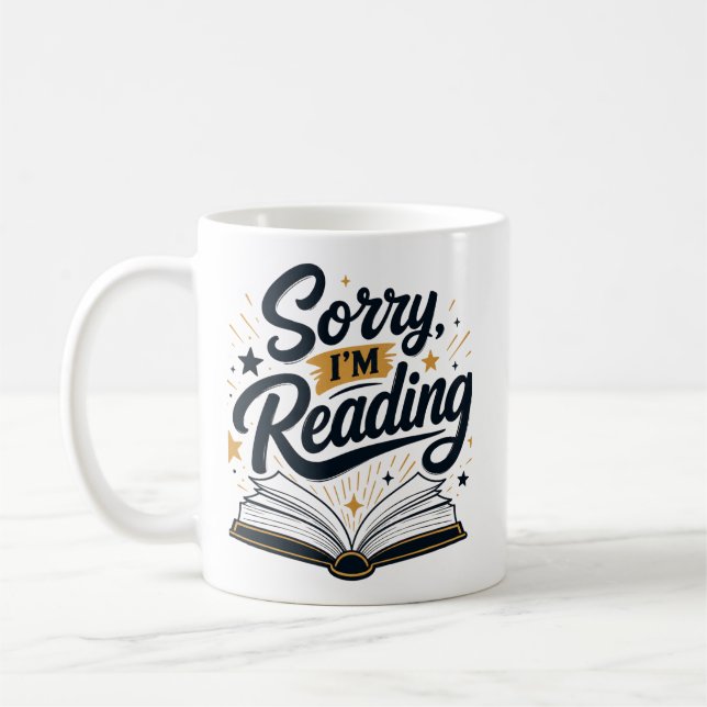 Ledsen, jag läser Bokälskare typografidesign Kaffemugg (Vänster)