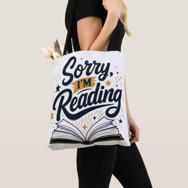 Ledsen, jag läser Bokälskare typografidesign Tygkasse (Närbild)