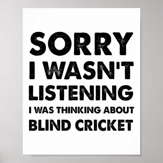 Ledsen jag lyssnade inte Roligt Blind cricket  Poster (Framsidan)