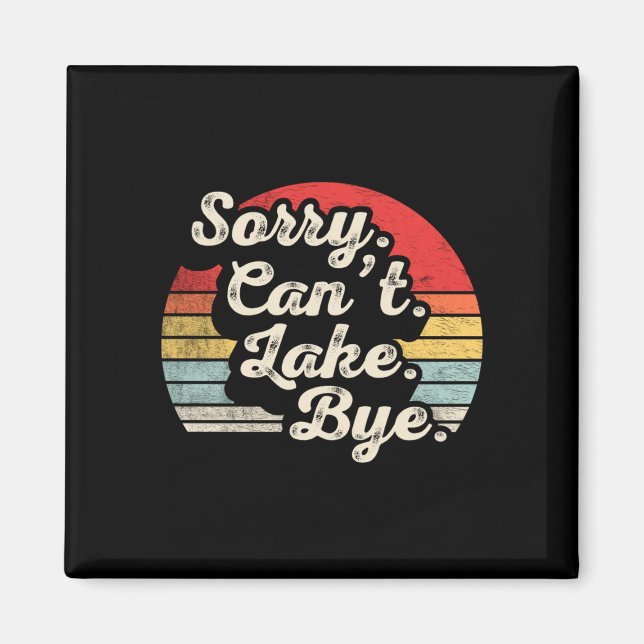 Ledsen kan inte sjö adjö rolig fiske retro solnedg magnet (Framsidan)