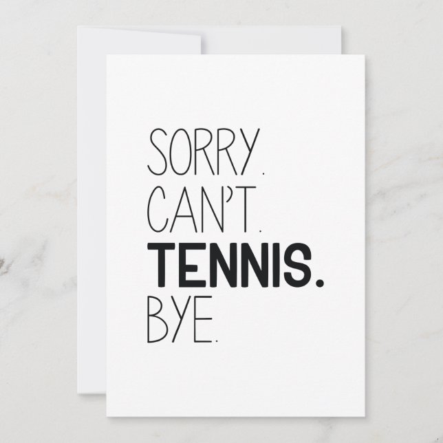 Ledsen Kan inte Tennis Adjö Tack Kort (Framsida)