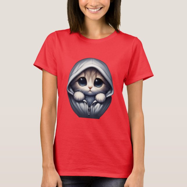 Ledsen kattunge – Sött estetiskt kattdesign T Shirt (Framsida)