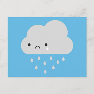 Ledsen Kawaii Rain Cloud Vykort