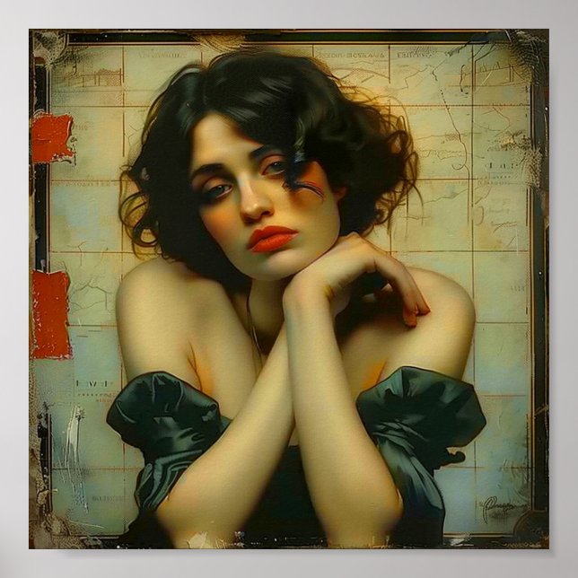 Ledsen Kvinna med händer på hennes blandade ansikt Poster (Framsidan)