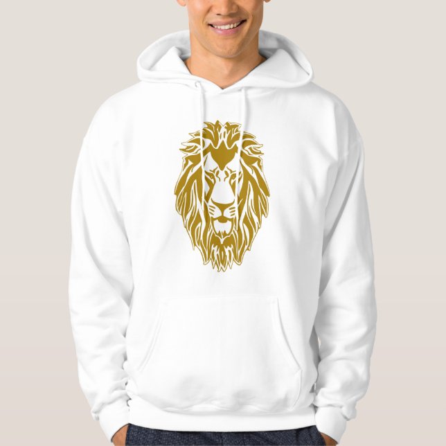 Ledsen lejon guldat huvud  hoodie (Framsida)