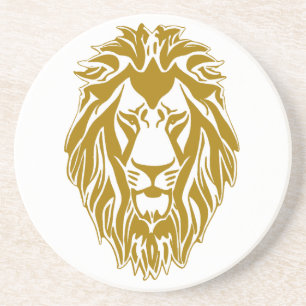 Ledsen lejon gyllene huvud regal underlägg