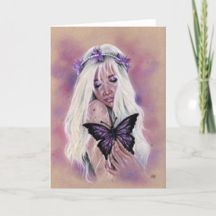 Ledsen Lila Fairy Butterfly Greeting Card Kort
