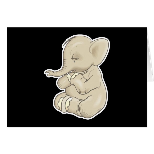 ledsen liten elefant hälsningskort (Framsidan Horizontal)