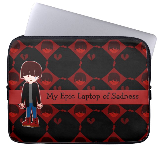 Ledsen Lonely Emo Boy Laptop Sleeve (Framsidan)