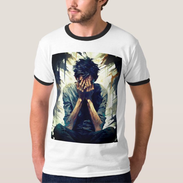 Ledsen Man, djupa tankar T Shirt (Framsida)