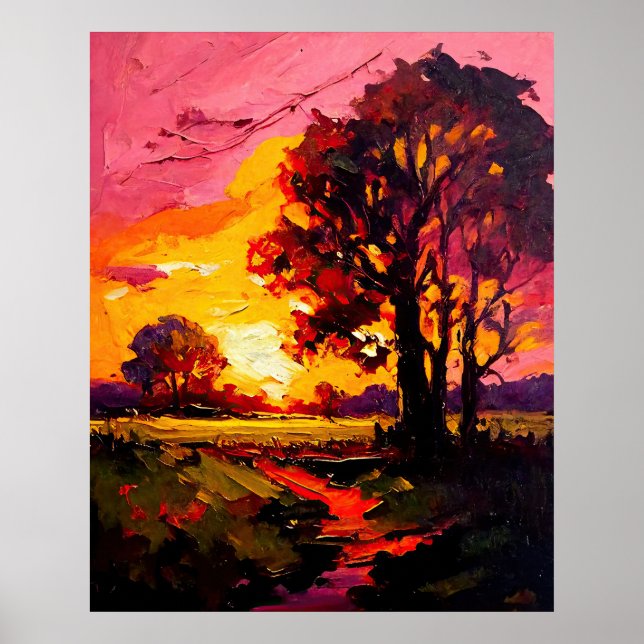 Ledsen Meadow Sunset Fine Art Poster (Framsidan)