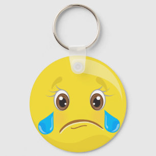Ledsen med tåraremoticonen Keychain Nyckelring