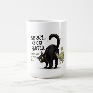 Ledsen min katt fösade Rolig svart katt-humor Kaffemugg