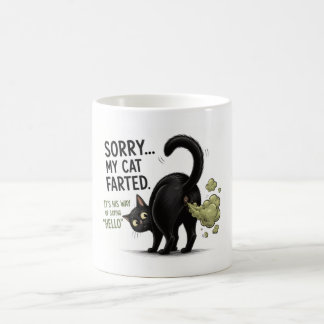 Ledsen min katt fösade Rolig svart katt-humor Kaffemugg