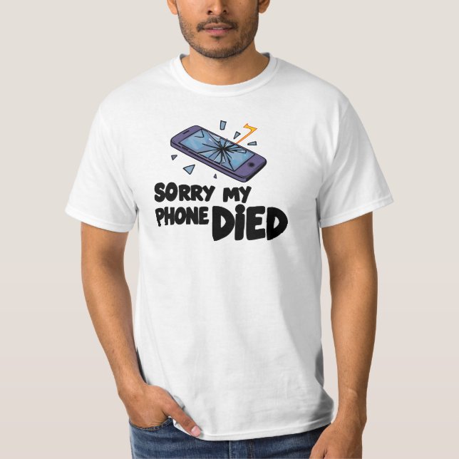 Ledsen min telefon dog t shirt (Framsida)