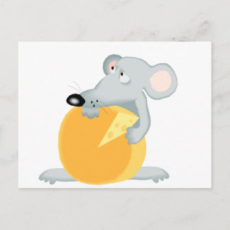 Ledsen Mouse Mice Holding Cheese Vykort