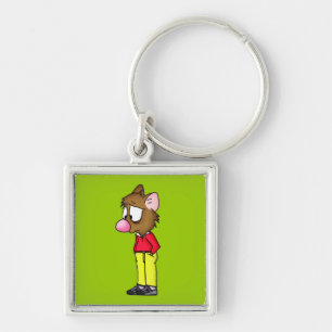 Ledsen mus Keychain Fyrkantig Silverfärgad Nyckelring