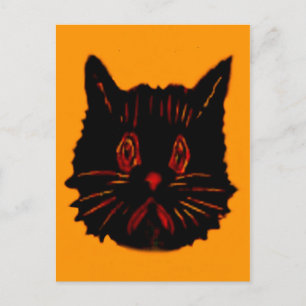 Ledsen Olycklig Frown Glum Gloomy Down Black Cat Vykort