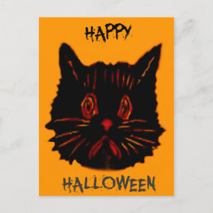 Ledsen Olycklig Frown Glum Gloomy Down Black Cat Vykort