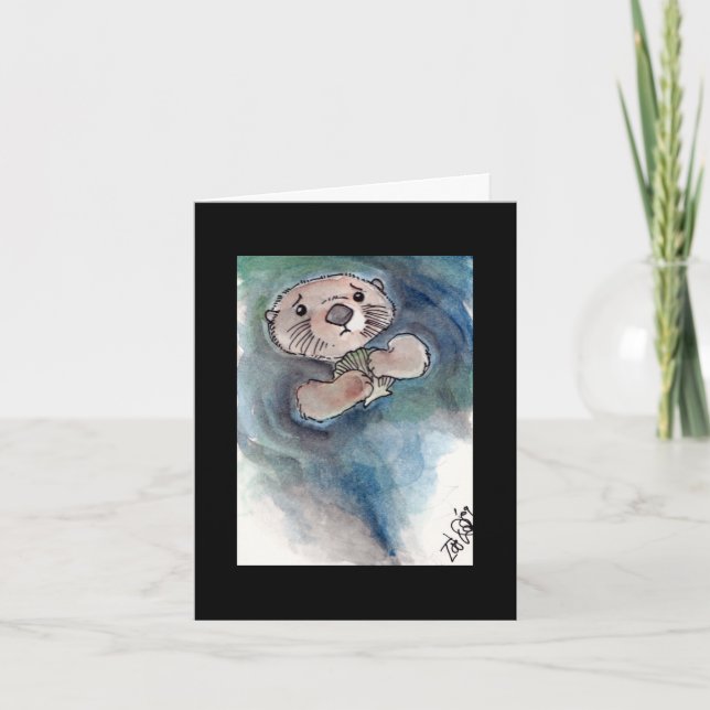 Ledsen Otter Notecard Kort (Framsida)
