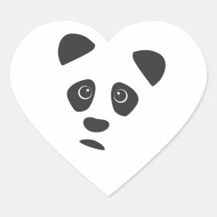 Ledsen Panda Hjärtformat Klistermärke