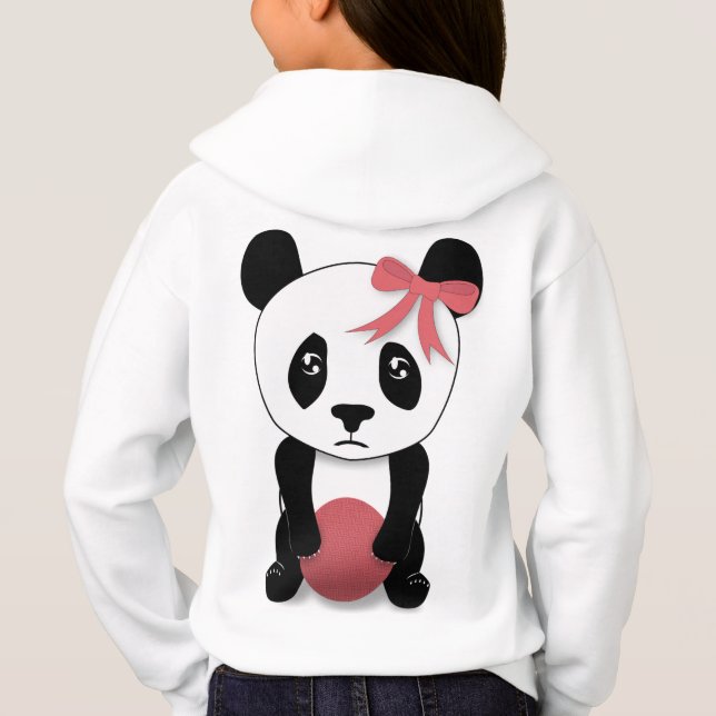 Ledsen Panda Hoodie för flickor T Shirt (Baksida)