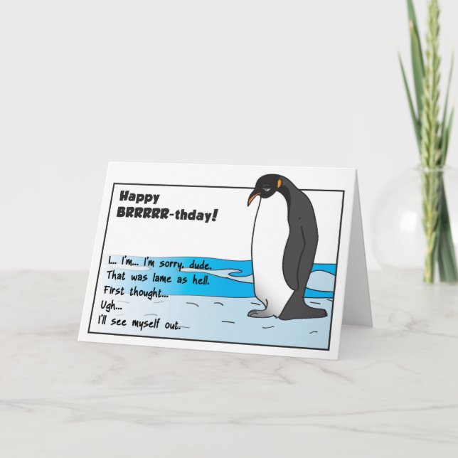 Ledsen Penguin-födelsedagskort Kort (Framsida)