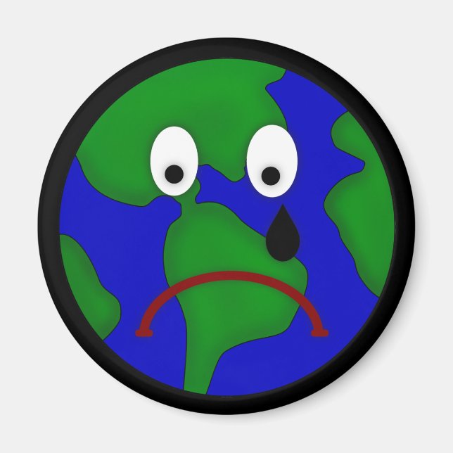 Ledsen Planet Earth Design Magnet (Framsidan)